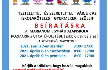 Sok szeretettel várjuk alapiskolánk leendő elsőseit!