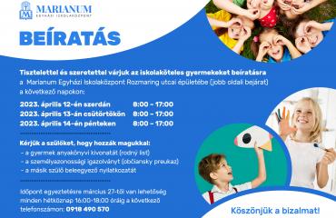 Közeledik a beíratás időpontja alapiskolánkba